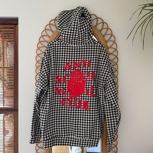 Anti Social Social Club Rose Mary houndstooth sweatshirt, sz XL